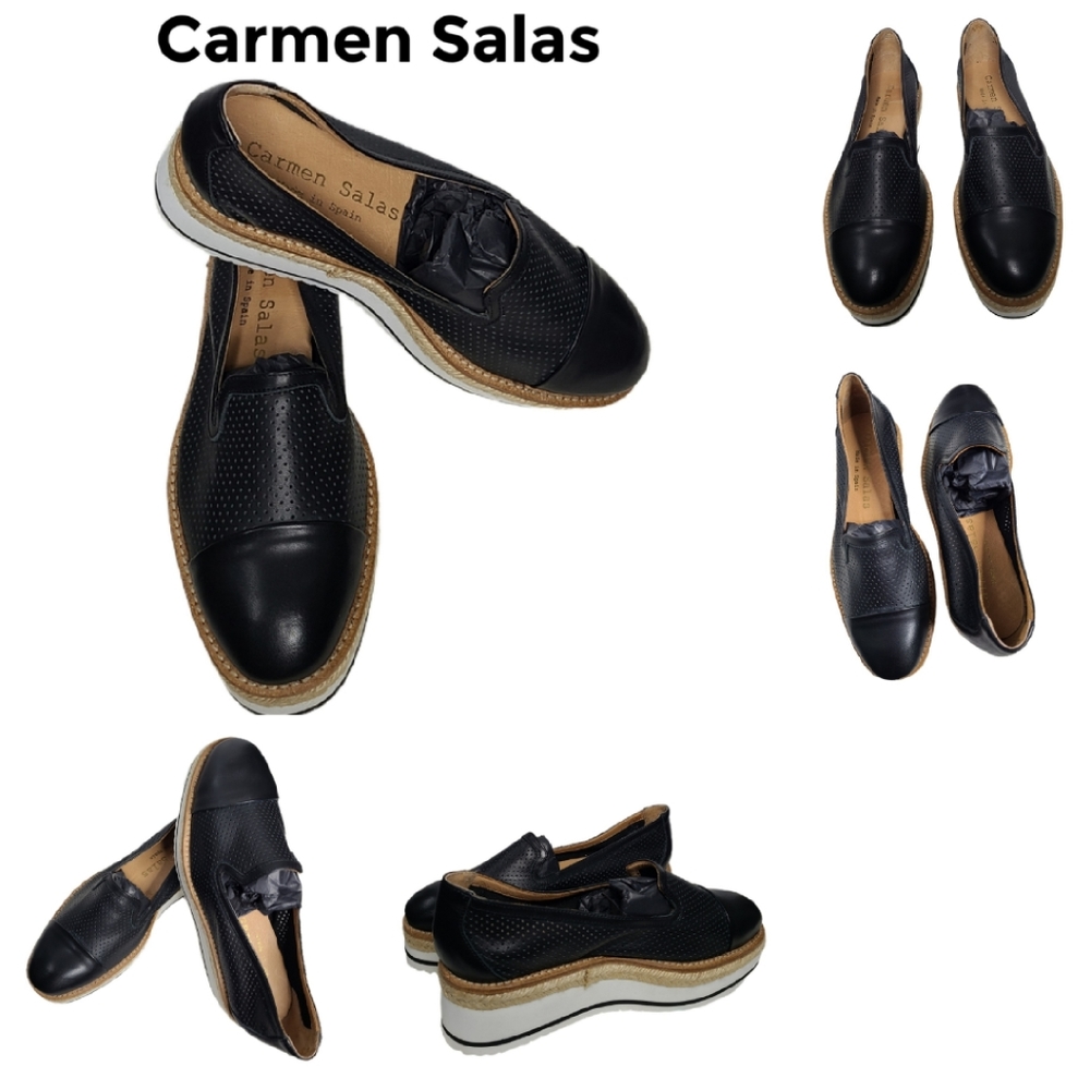 ANTHROPOLOGIE CARMEN SALAS BLACK PLATFORM LOAFERS